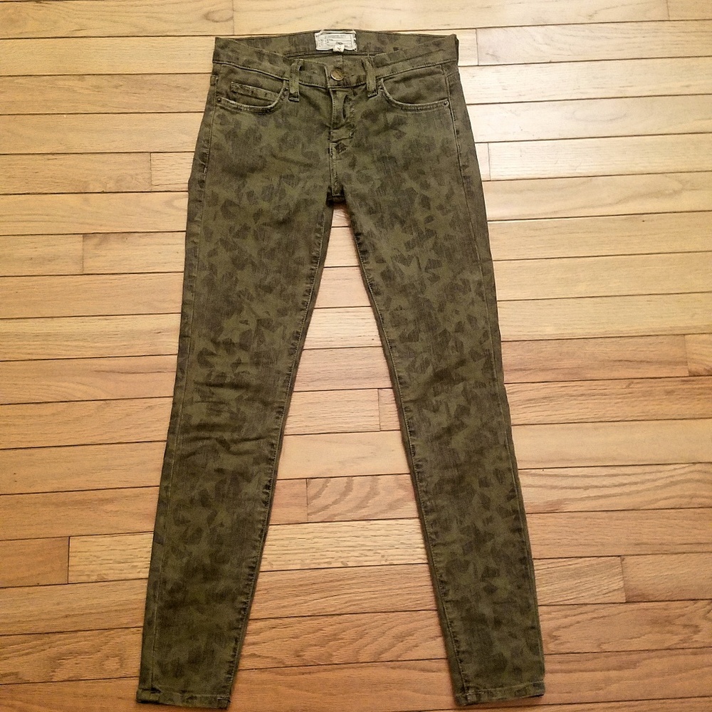 Current/Elliott The Stiletto Skinny Jeans 24 Army Green Camo Python Print Crop - Picture 7 of 8